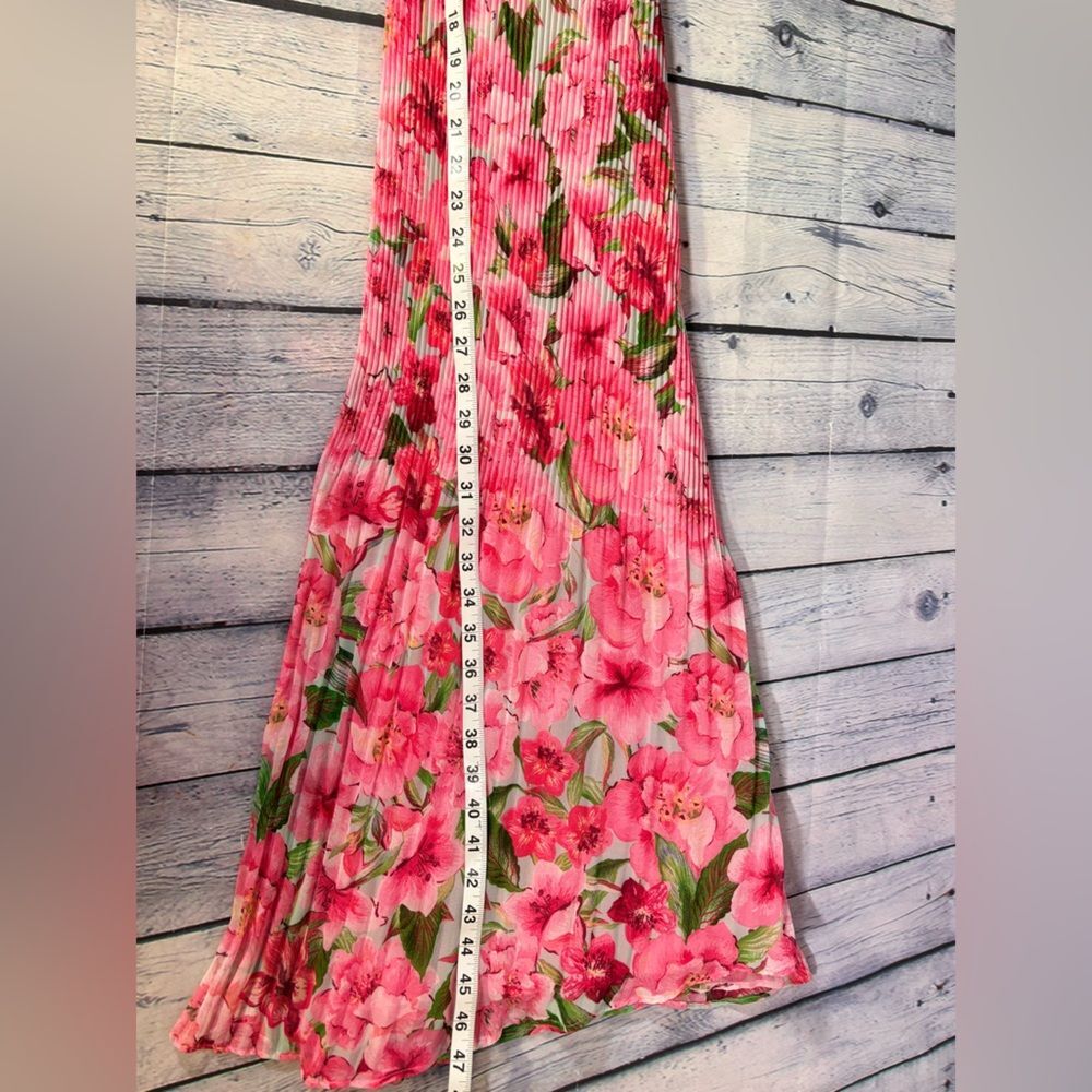 NWT Zara Pink Floral Print Cottagecore Boho Wedding Party Midi Halter Dress XS - Picture 15 of 15